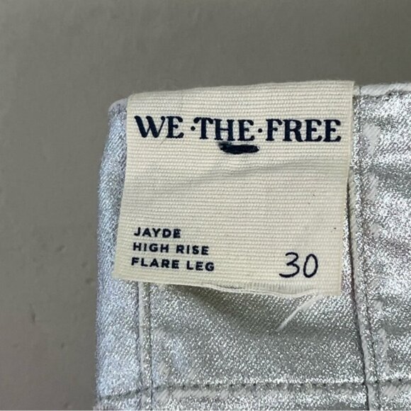 Free People We The Free Jayde Metallic Flare Jeans Size 30 NWT NEW High Rise - Picture 12 of 16
